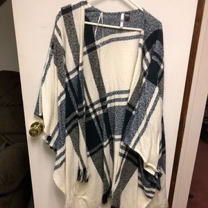 Sweater draped poncho shawl
